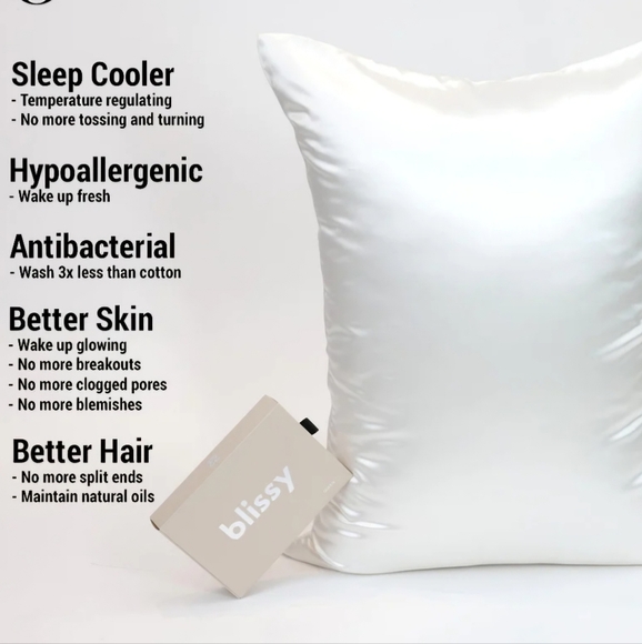 Blissy 100% Mulberry Silk Pillowcase - White - Queen New in Box - Picture 4 of 4